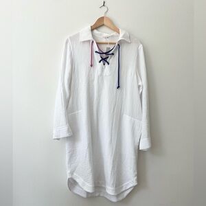 Sundry NWT white gauzy cotton long sleeve coverup v-neck Size Large Anthro